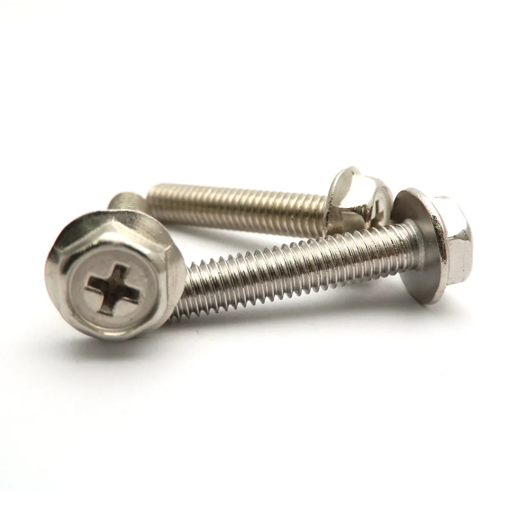 

15pcs M4 M5 M6 4mm 5mm 6mm 304 A2 Stainless Steel Screws Hexagon Phillips Cross Flange Head Hex Bolts 304