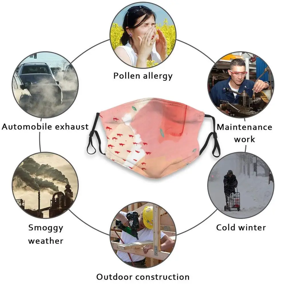 

Peachy Abstraction No.2 Custom Design For Child Adult Mask Anti Dust Filter Print Washable Face Mask Peachy Pink Red Pastel