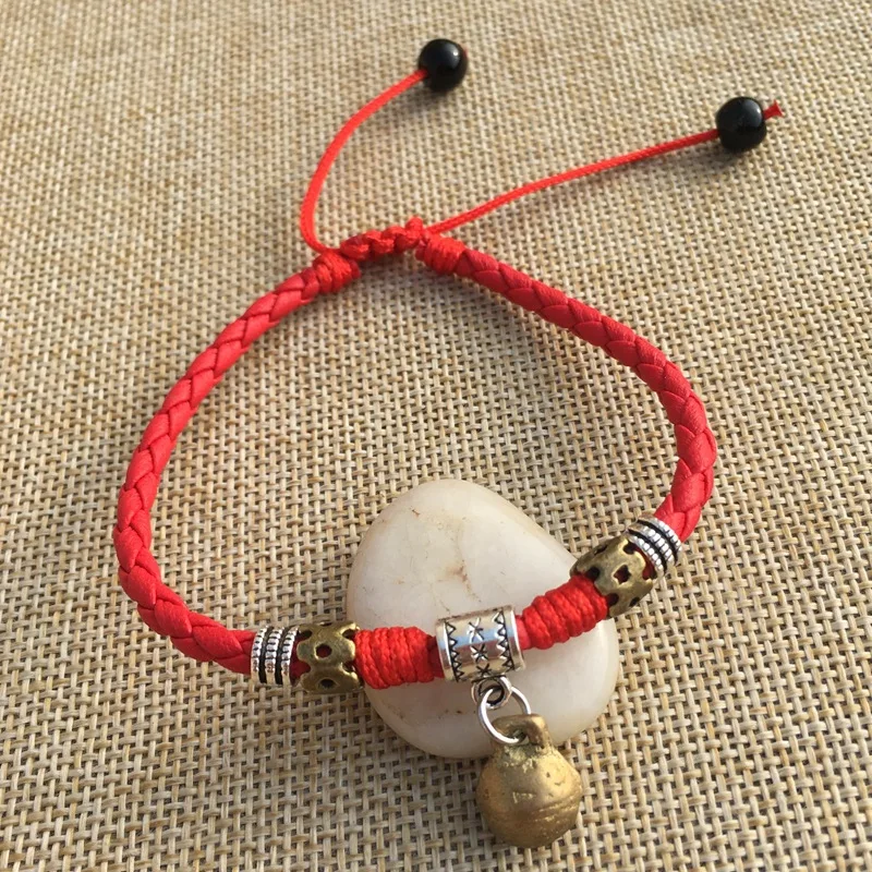 Винтажный ручной работы ножной шнур-браслет для женщин маленький колокольчик