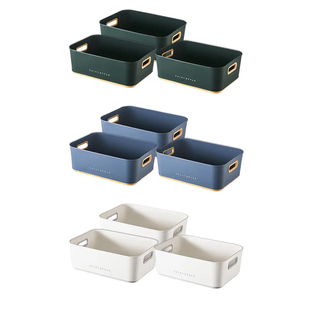 

3 PCS Plastic Storage Box Desktop Sundries Cosmetic Storage Case for Bathroom Living Room