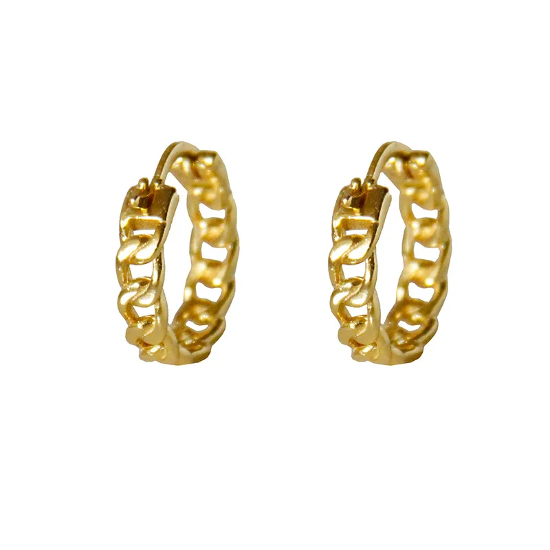 

LouLeur 925 Sterling Silver Vintage Chain Hoop Earrings Golden For Women Personality Fashion Hoop Earrings Silver 925 Jewelry