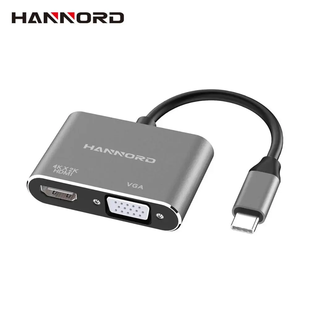 Hannord Тип C концентратор USB к HDMI 4K VGA адаптер 3 1 видеоконвертеры для Macbook Pro Samsung Galaxy