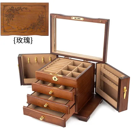 2021 New 4-Layer Storage Box Wooden With Lock Technology Large Capacity Chinese High-End Jewelry Organizer/Storage Gifts