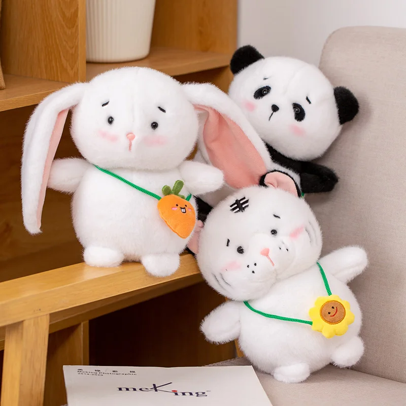 

23cm Stuffed Soft Cartoon Rabbit Panda Tiger Plush Toys Cute Animals Pillow Doll For Girls Kids Nice Surprise New Year Gifts