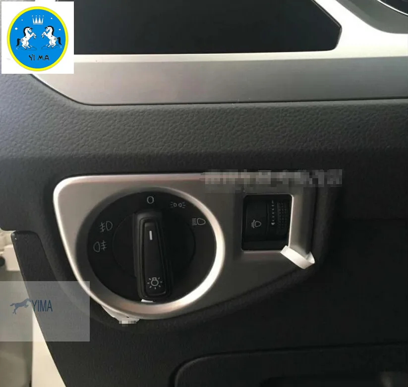 Yimaautotrims Head Lights Lamp Switch Button Cover Trim 1 Pcs Fit For VW Volkswagen Touran 2016 2017 2018 ABS Interior Mouldings |