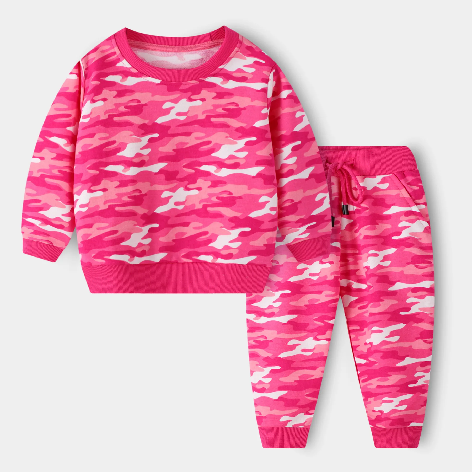 

Children's Clothing Sets Spring New Casual Cotton Print Sports Suit for Boys Girls Print Full Pullover Soft Pants Kids 2pcs Set