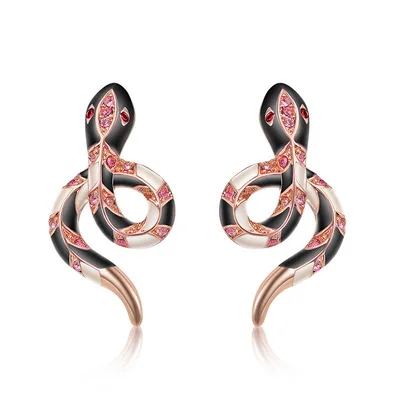 

Snake Earrings Women's S925 Silver Needle Creative Opal Cold Wind Personality Trend Niche Design Temperament Hip-Hop Party Gifts
