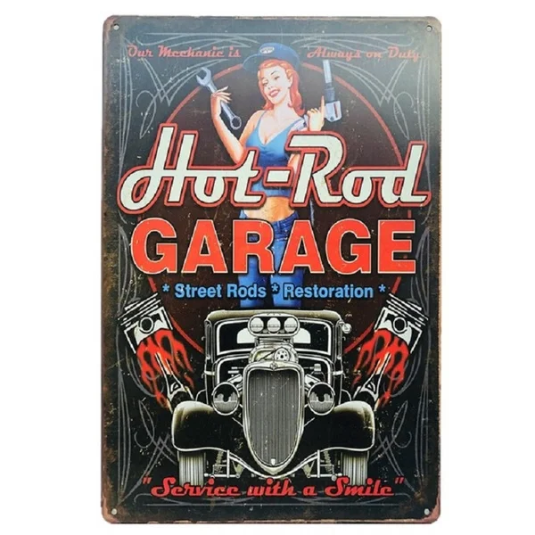 

Hot Rod Garage Man Cave Decorative Shop Metal Poster Plaques Sign Metal Sign Store Sign