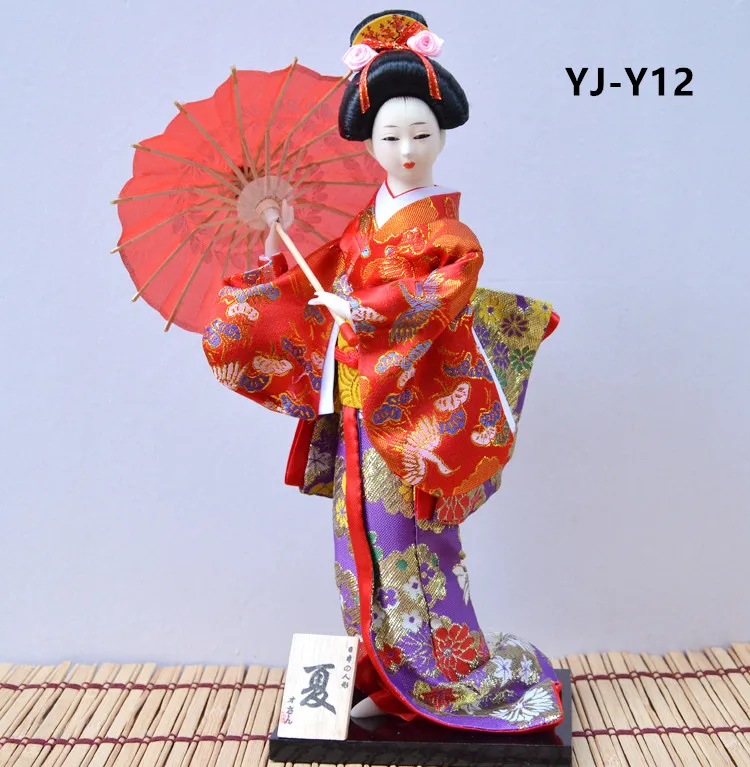 

MYBLUE 30cm Kawaii Hand Make Japanese Geisha Kimono Doll Sculpture Japanese House Figurine Home Room Decoration Accessories