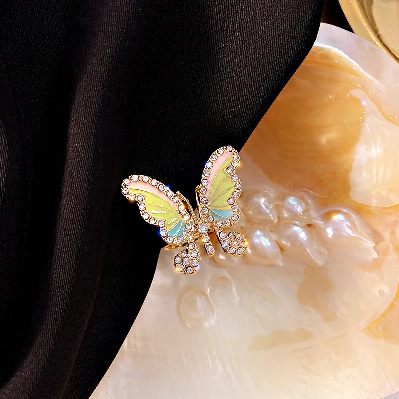 

Korean Fashion Colorful Crystal Butterfly Charm Forefinger Rings For Women 2020 Trendy Temperament Open Adjustable Rings Jewelry