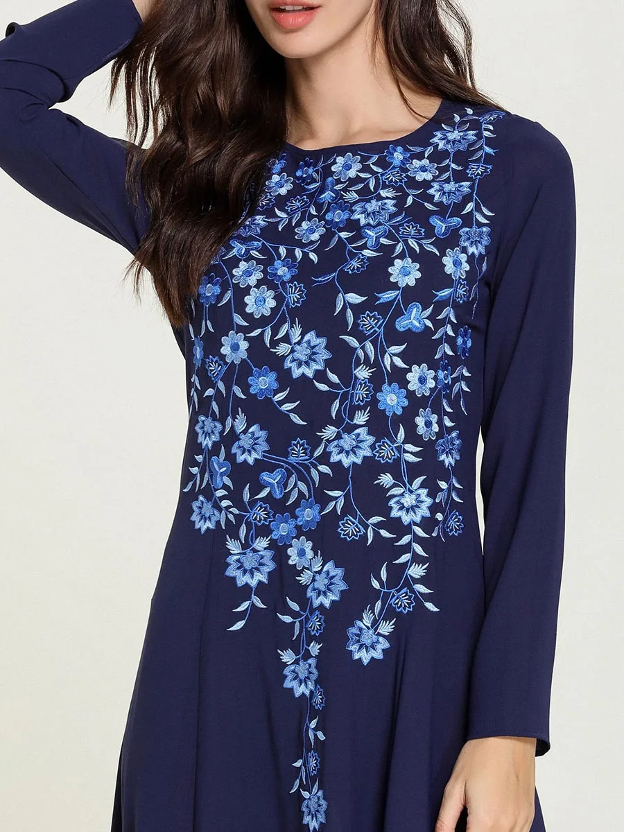 Женское мусульманское платье с цветочной вышивкой длинное хиджаб арабское