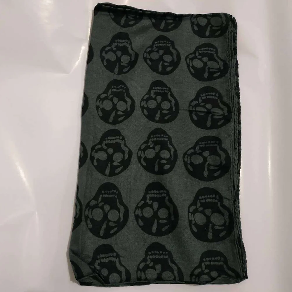 Женский Осенний шарф с принтом черепа для женщин из хлопка и льна летняя пляжная