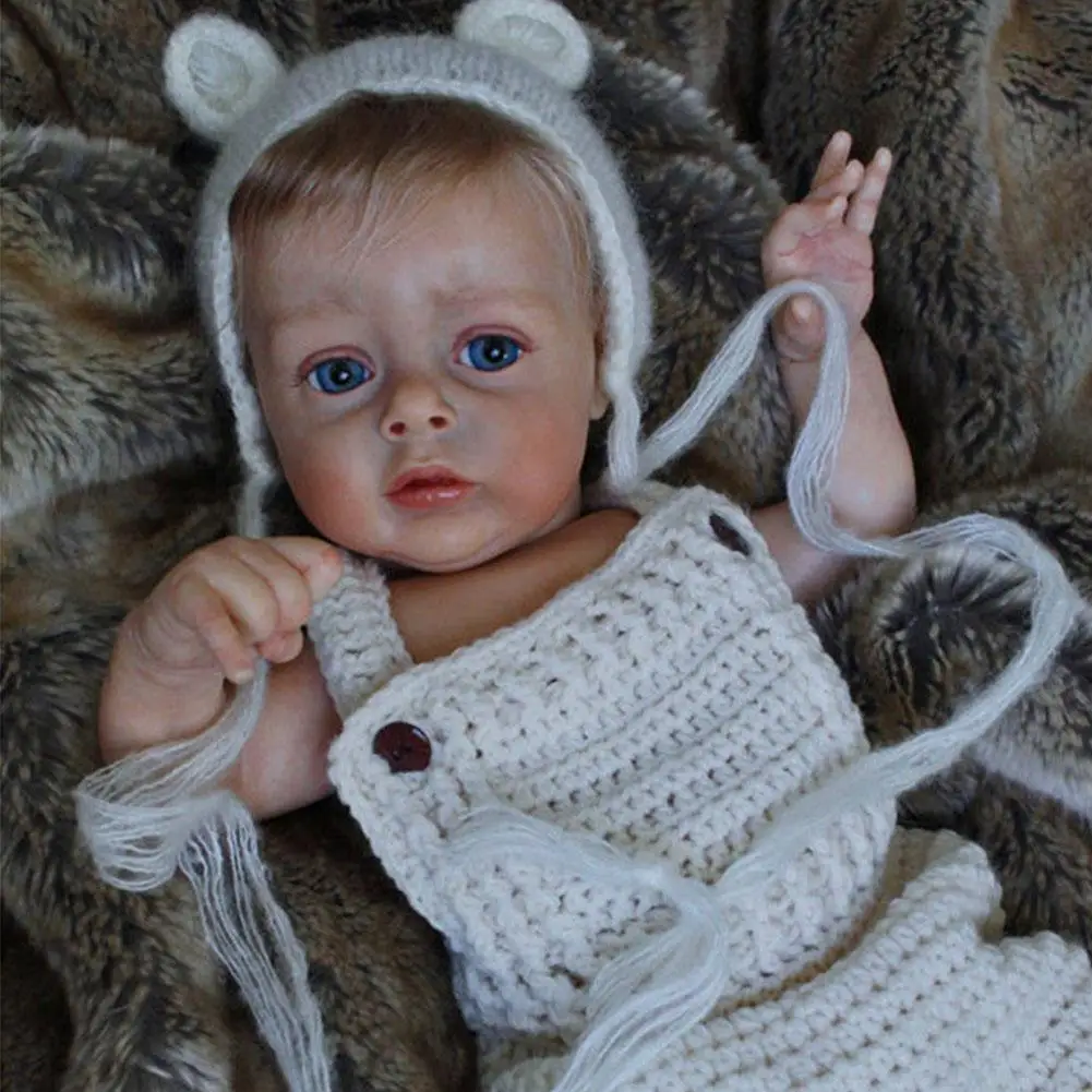 

21 Inches Reborn Doll Kit Vinyl Unpainted Unfinished Doll Parts DIY Blank Doll Kit Eyes Open Soft Real Skin Lifelike Newborn