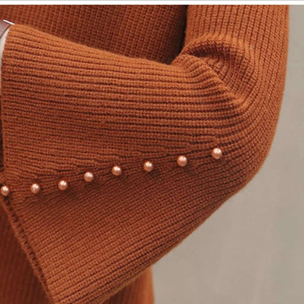 

FREE OSTRICH Women's Elegant Sweater Solid Flare Sleeve Pullover Top Female Casual V-Neck Jumper Knitted Sweaters Tops