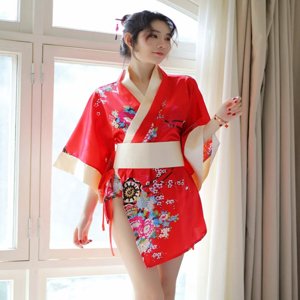 Комплект кимоно Женский из мягкого шелка пикантный костюм в традиционном