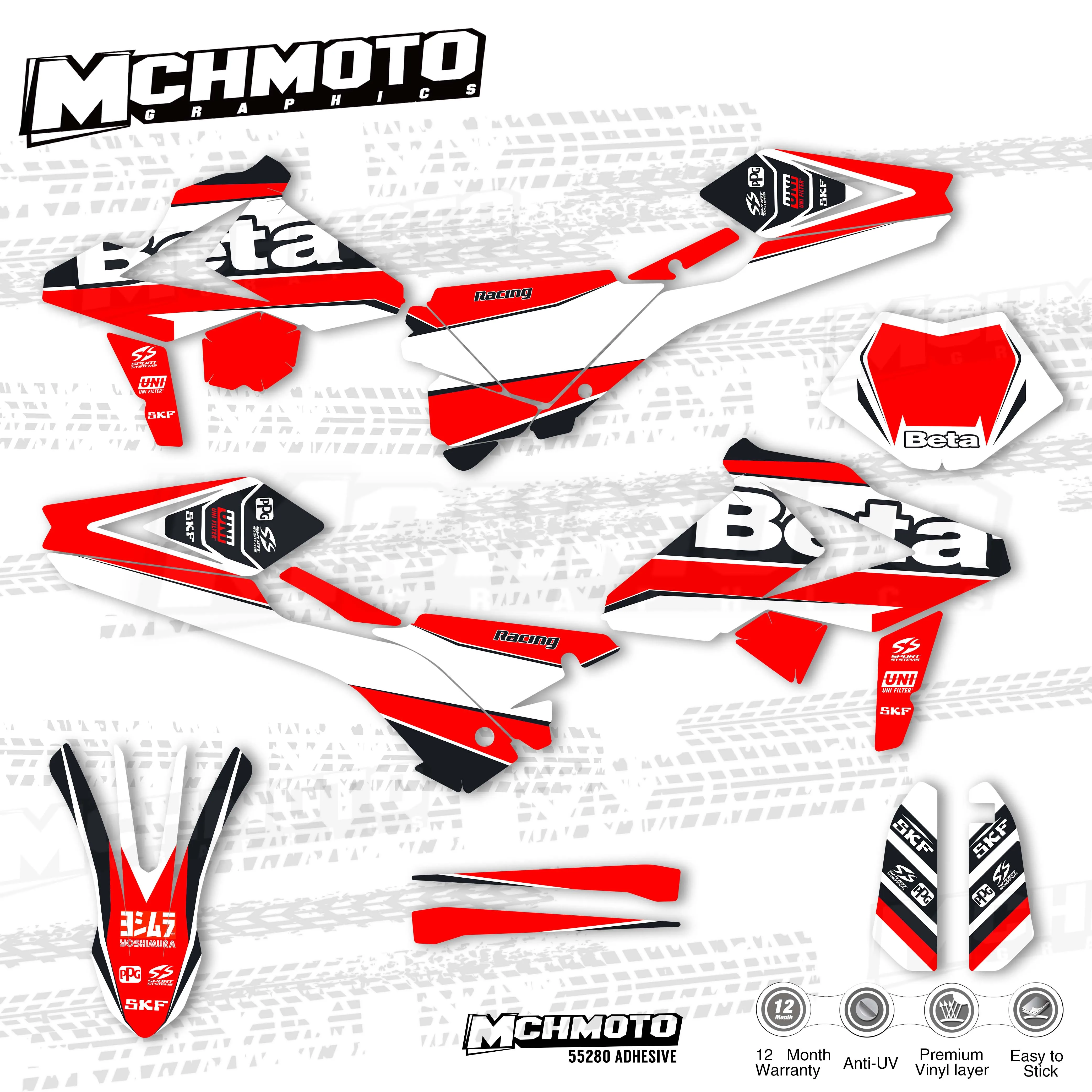 Набор графических наклеек и стикеров MCHMFG для мотоциклетной команды BETA RR 18-19 2018 2019