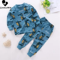 2020 New Kids Boys Girls Pajama Sets Cartoon Print Long Sleeve Cute T-Shirt Tops with Pants Toddler Baby Autumn Sleeping Clothes