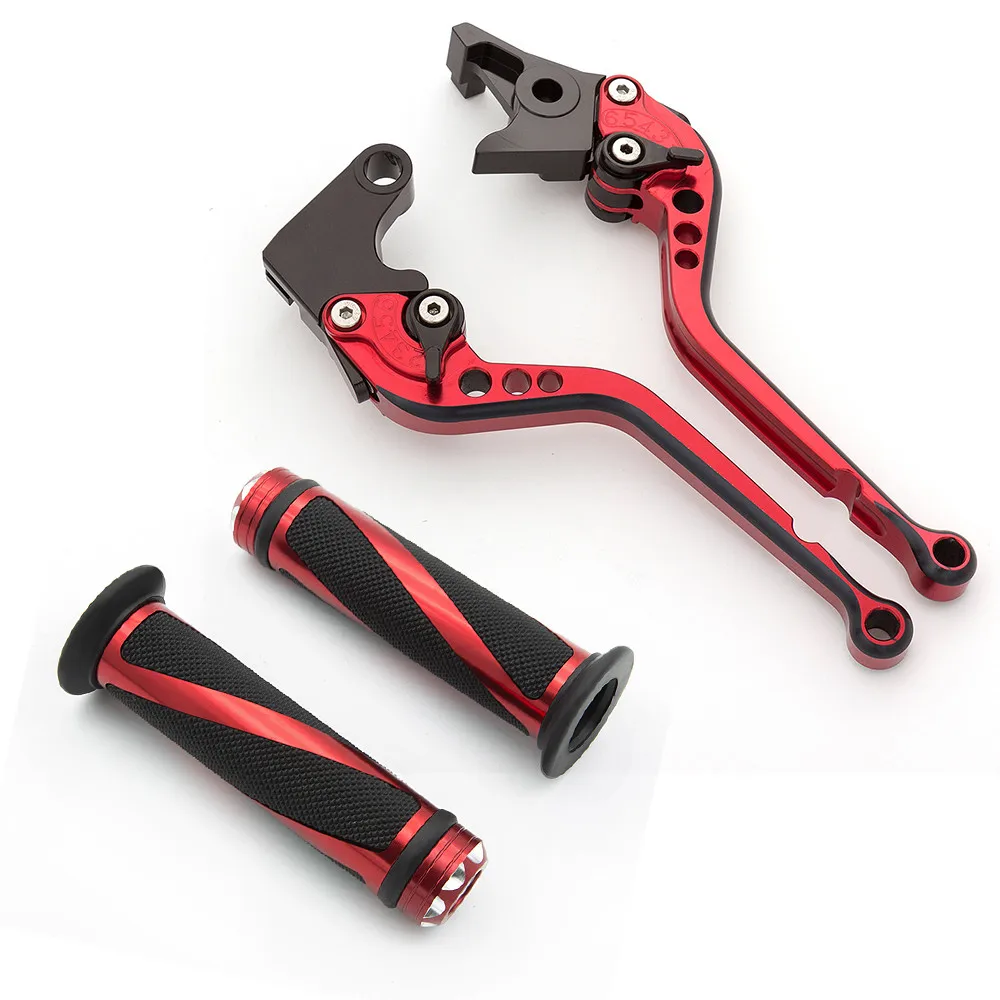 Red Levers--Grips Для Triumph 675 STREET TRIPLE 2008- короткая алюминиевая смесь цвет регулируемый мотоцикл тормозной рычаг сцепления и ручки - Цвет: Red Levers--Grips