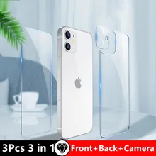 3in1 Front+Back+Lens Full Cover Protective Tempered Glass For iPhone 12 Pro 11 Pro Max 12 Mini Clear Screen Protector Glass Film