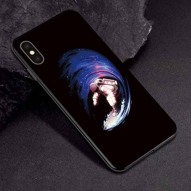 TPUBLK541 Черный чехол из ТПУ для Apple iPhone X XR XSMax 11 чехол Модный мультяшный астронавт для Apple iPhone 6 6S 7 8 Plus чехол для телефона бампер - Цвет: TPUBLK541
