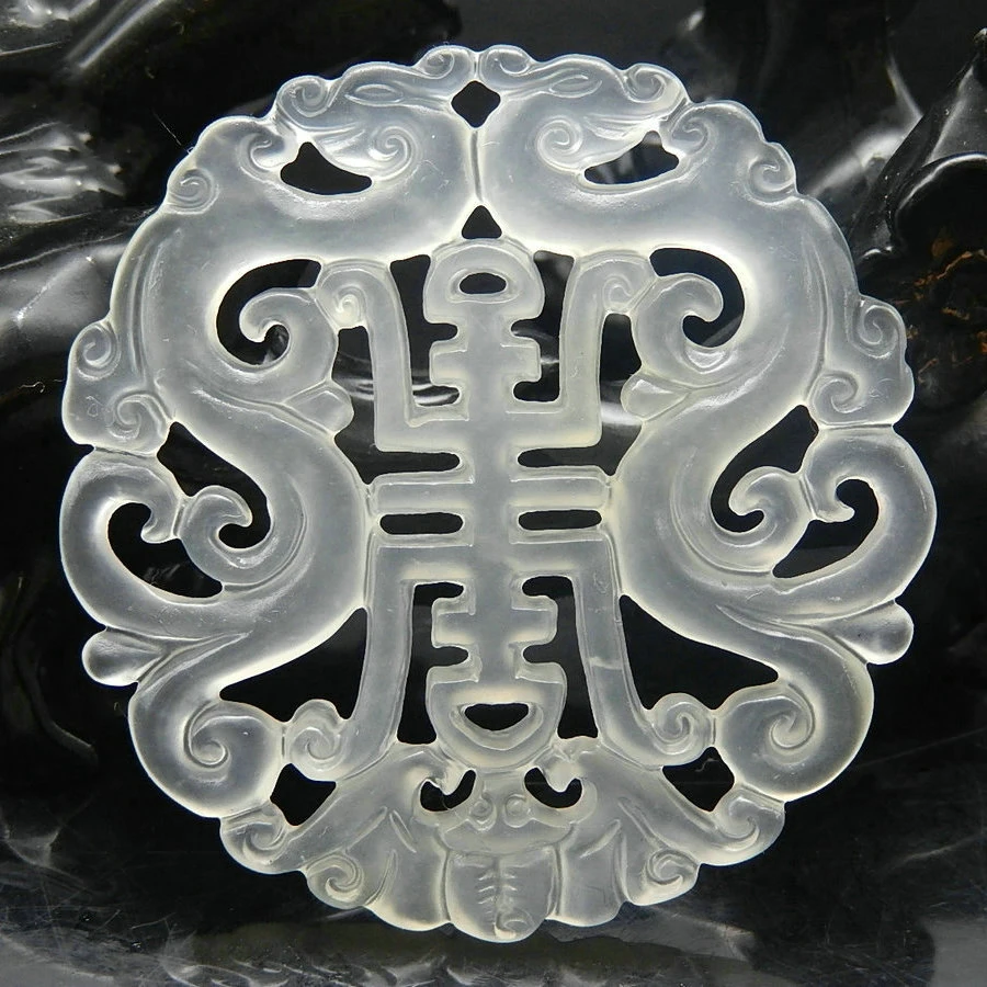 Двусторонняя подвеска в виде дракона из натурального нефрита для мужчин и женщин