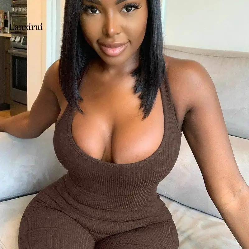 

Sexy Sleeveless Halter Bodycon Playsuit Solid Backless Skinny Fashion Women Autumn Winter Streetwear Casual Club