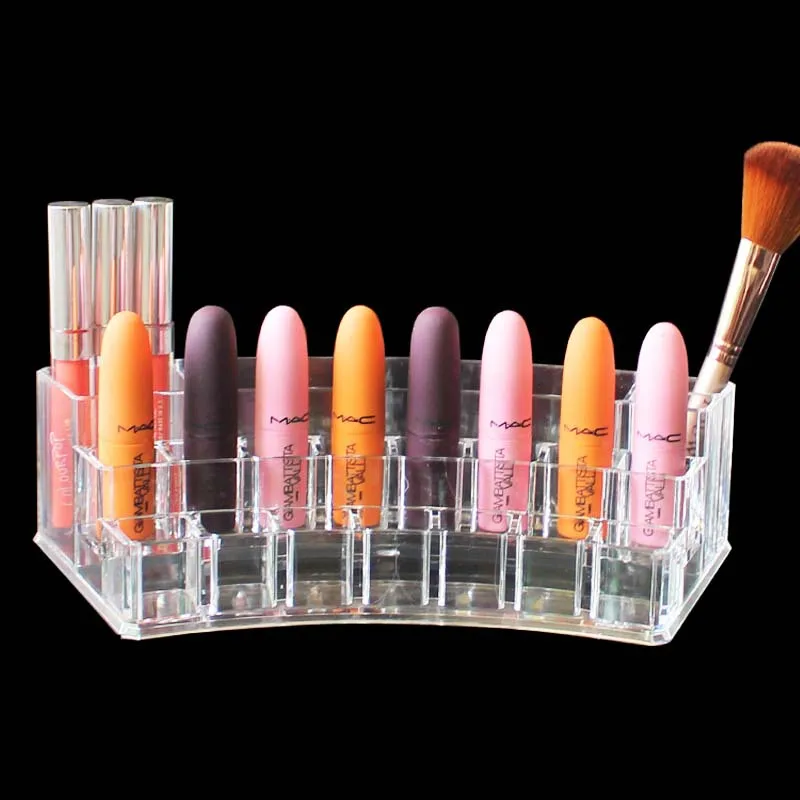 Прозрачный акриловый держатель для помады 19 ячеек органайзер макияжа коробка