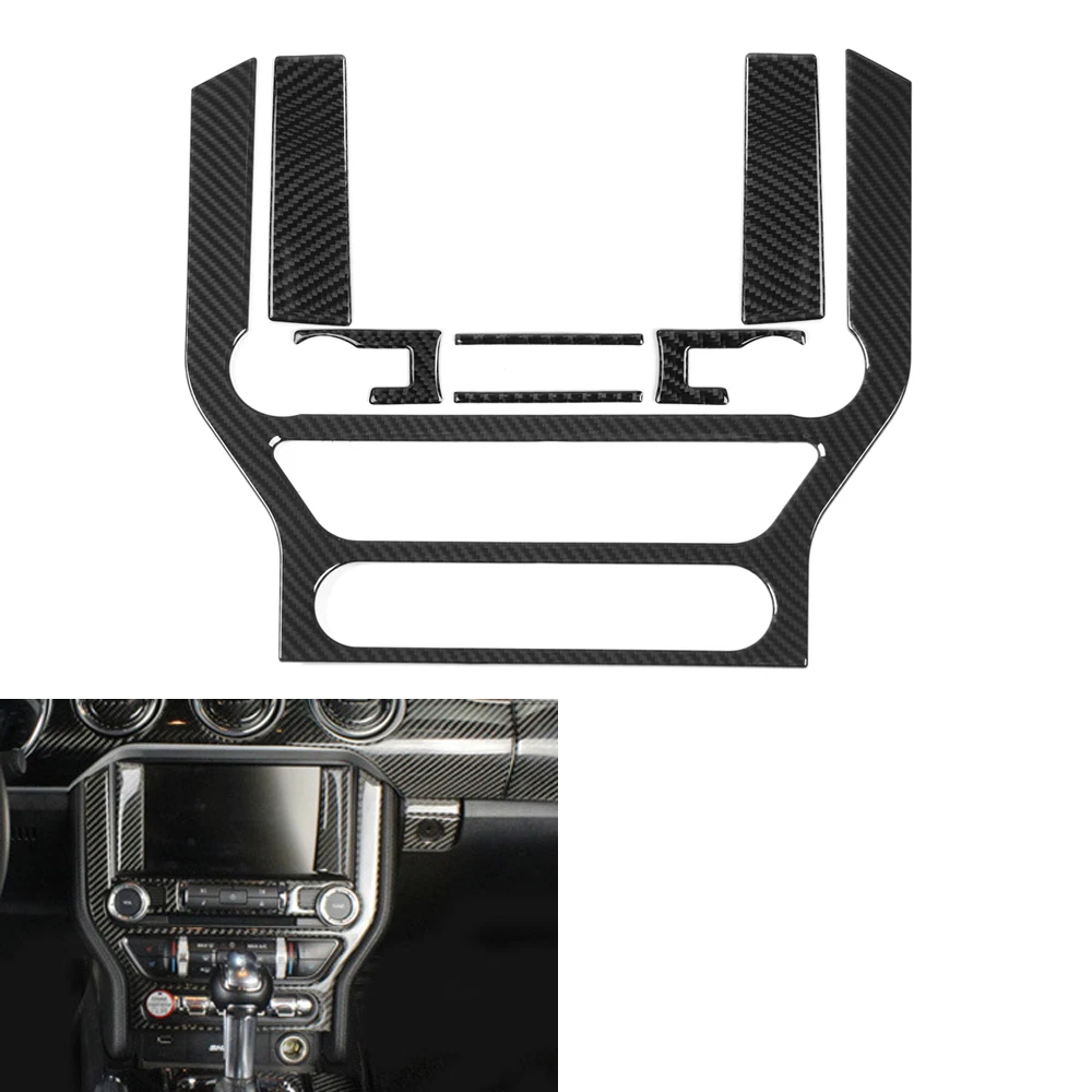 

7Pcs Car Navigation GPS Cover Sticker Audio Stereo Switch Button Styling For Ford Mustang 2015+ Interior Auto Moldings