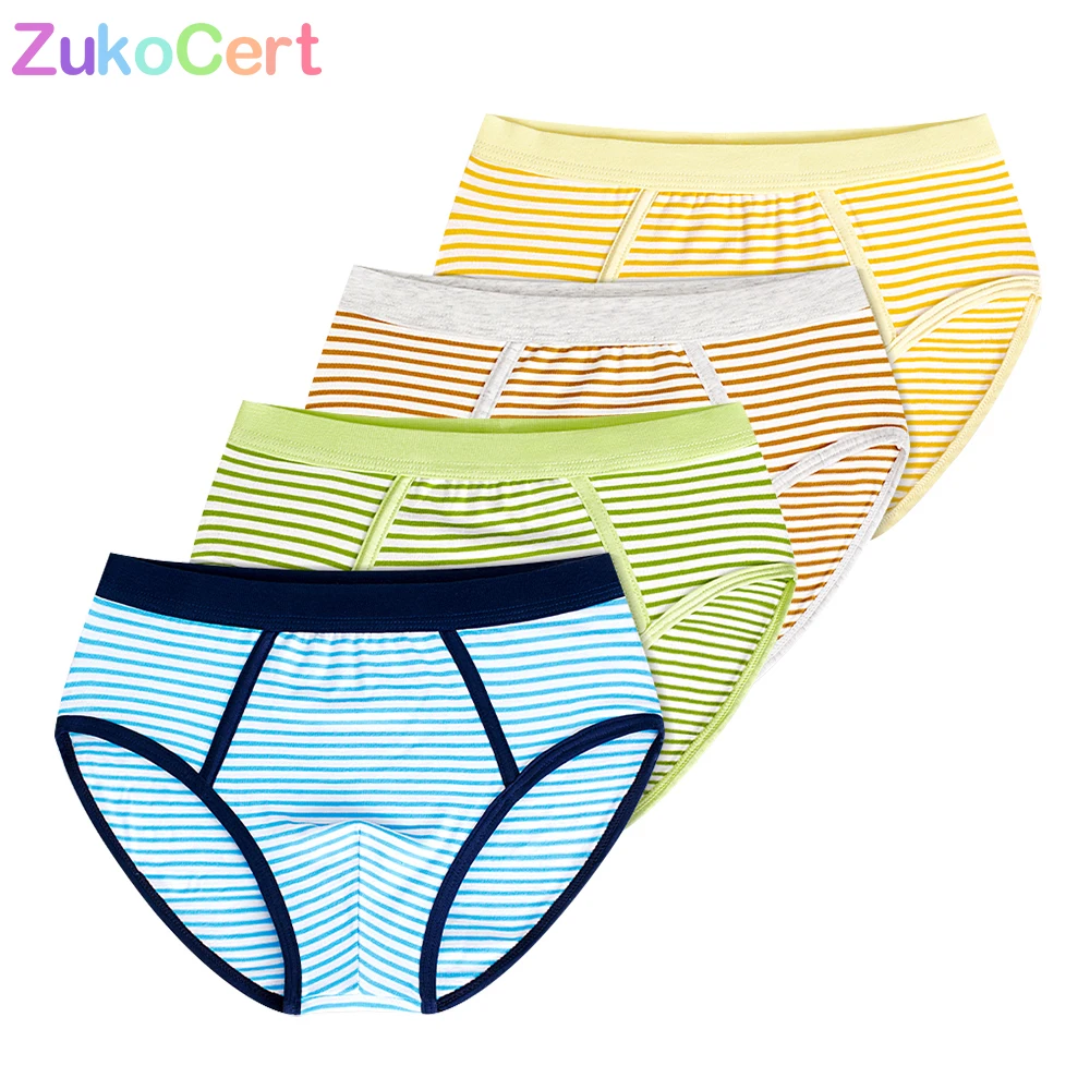 ZukoCert 4 шт./лот детское нижнее белье хлопковые трусы боксеры в полоску для