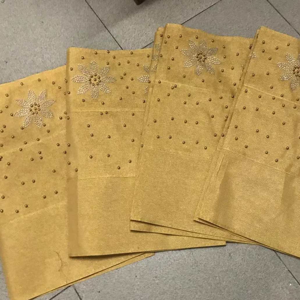 Новый дизайн модная нигерийская вышивка Aso Oke Gele с бусинами камнями