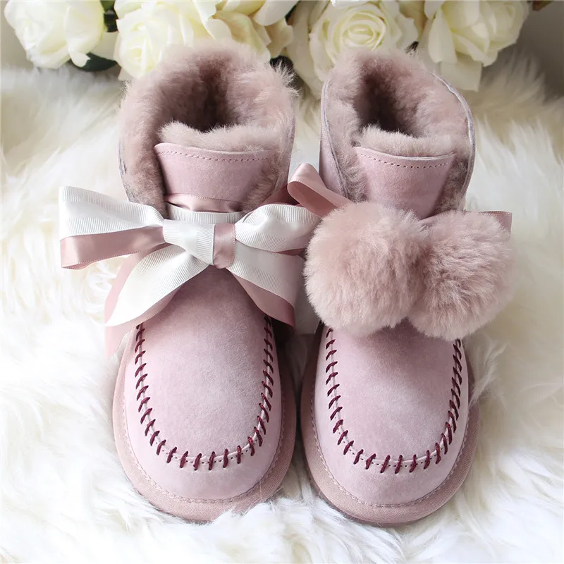 Женские зимние ботинки из натуральной кожи на плоской подошве | Обувь