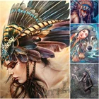 Полноразмернаякруглая 5D алмазная живопись сделай сам, индейская женщина, красота, Анималистический узор, Набор для вышивки крестиком, мозаика, домашний декор