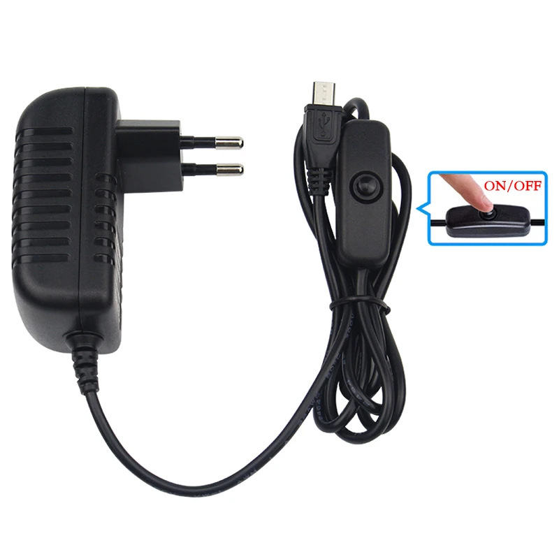 

5V 3A Raspberry Pi 3 Power Supply Switch Button Power Adapter Supply Micro USB Port Charger for Raspberry Pi 3 Model B 3B Plus
