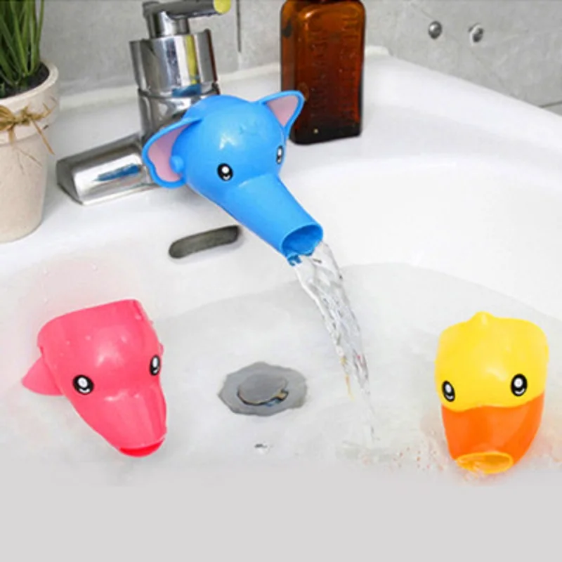 

Cute Cartoon Children's Water Trough Extender Silicone Splash-proof Faucet Nozzle Safe Material Kitchen Faucets Accessories