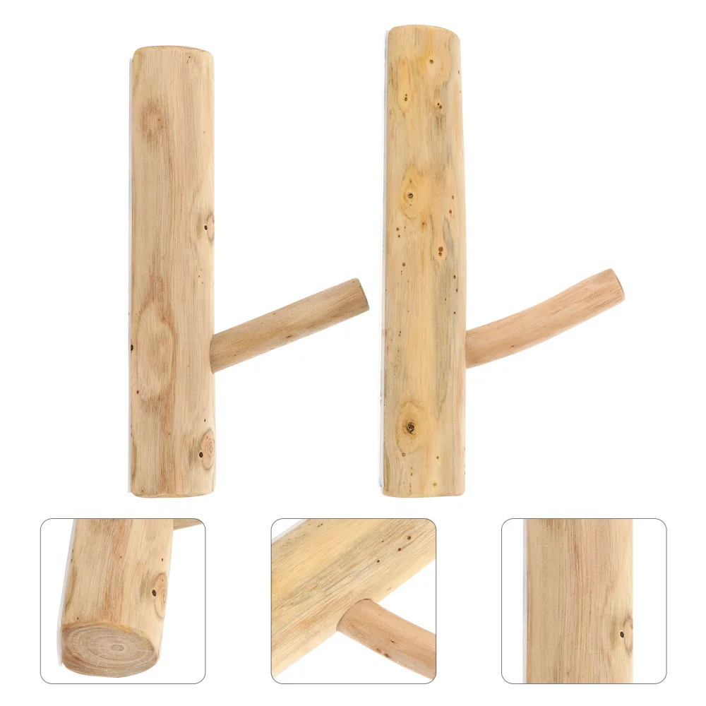 

2pcs Wood Tree Branch Hook Decorative Hook Key Holder Clothes Hook (Punch Style)