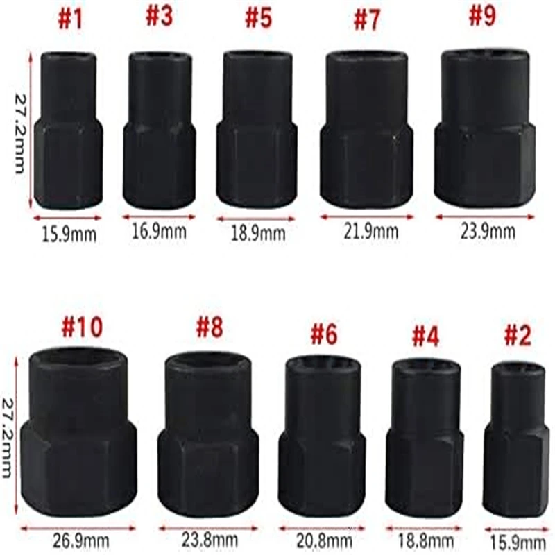 10 Pcs Nut Remover 9-19mm Impact Extractor Kit Slot Bolt Tool Drive Lock | Обустройство дома