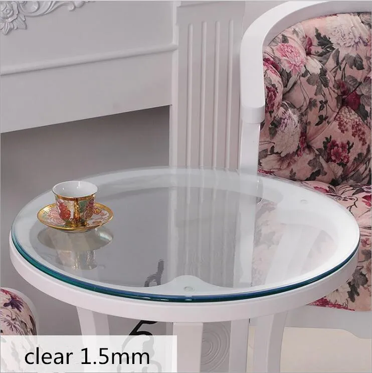 Round Table Cloth Oil Glass Tablecloth Clear Waterproof Tabl
