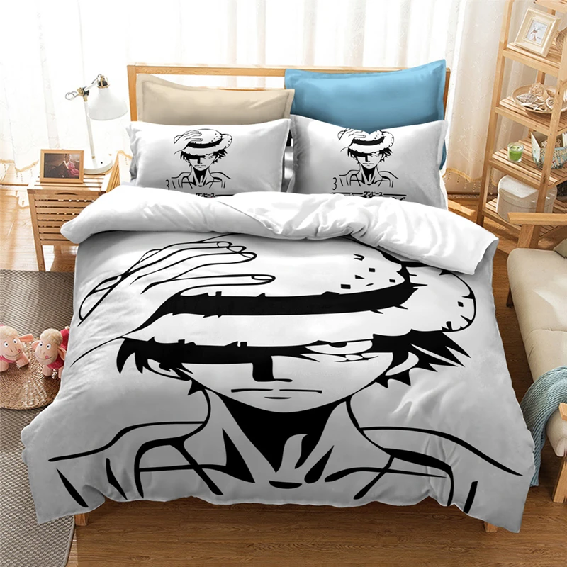 

New Japan Anime One Piece Bedding Set Boy Girls Cartoon Monkey D. Luffy 2/3pcs Bedclothes Duvet Cover Pillowcase Drop Shipping