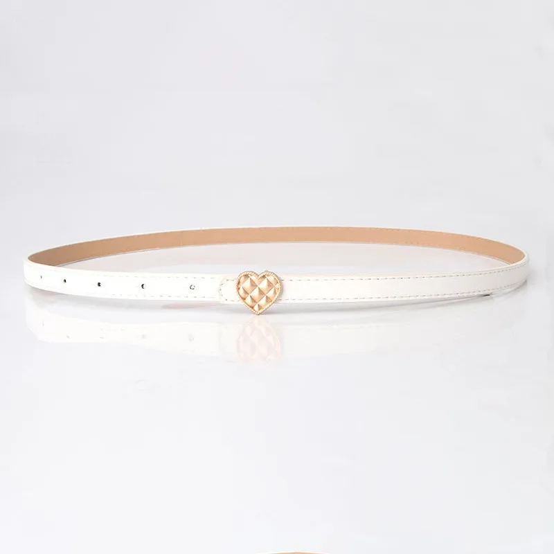 

2021 Heart Design Buckle 105cm*1.4cm PU Slim Style Band Women Solid Belts Female Fashion Lady Casual Waistband Girdle