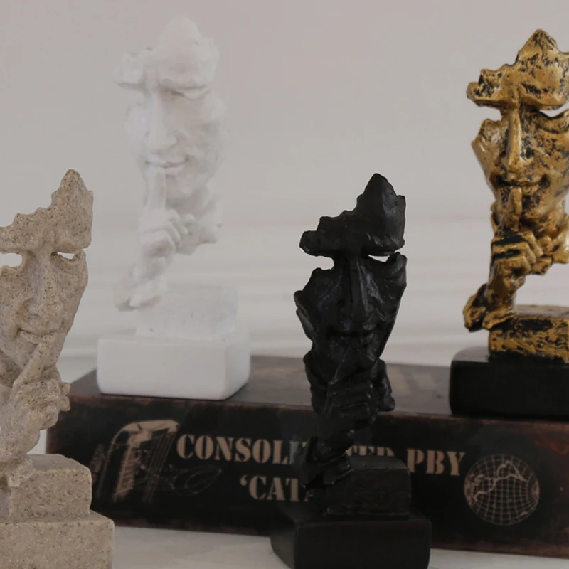 Миниатюрная скульптура статуэтка из смолы тишина это золотая статуя аксессуары