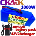 Аккумулятор 36 В 10S4P 68Ah, аккумулятор высокой мощности 1000 Вт, 42 в, 68000 мА  ч