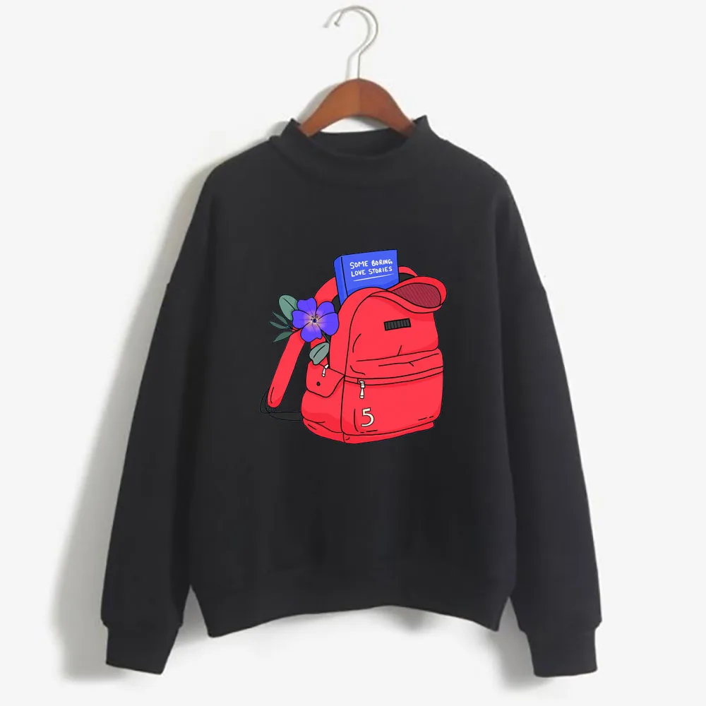 Powfu Singer Print Round Neck Sweatshirt Long Sleeve Soft Sweater for Women