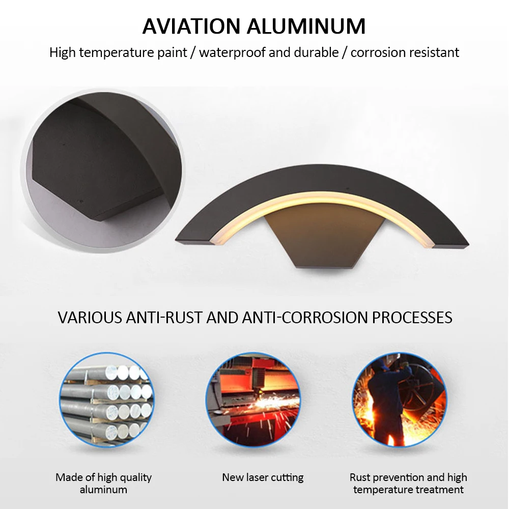 Солнечный свет 15 Вт 220 В водонепроницаемый открытый настенный светильник IP54 светодиодный настенный светильник Элегантный современный сад патио уличная лампа