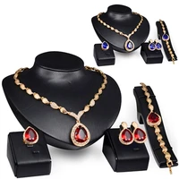 womens jewelry set formal party waterdrop cubic zirconia necklace earrings bracelet ring high quality indian jewelery sets