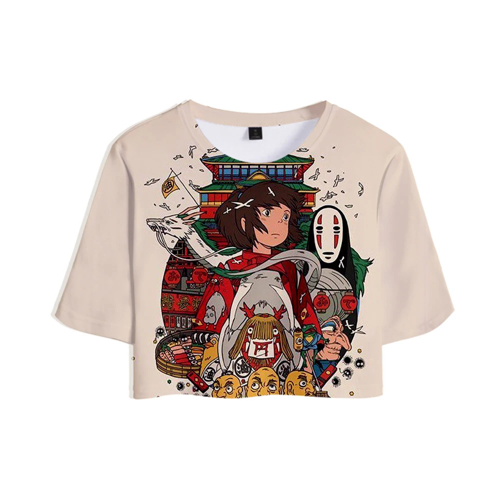 Унесенные призраками аниме 3 дтопы для девочек хипстерская футболка с пупком
