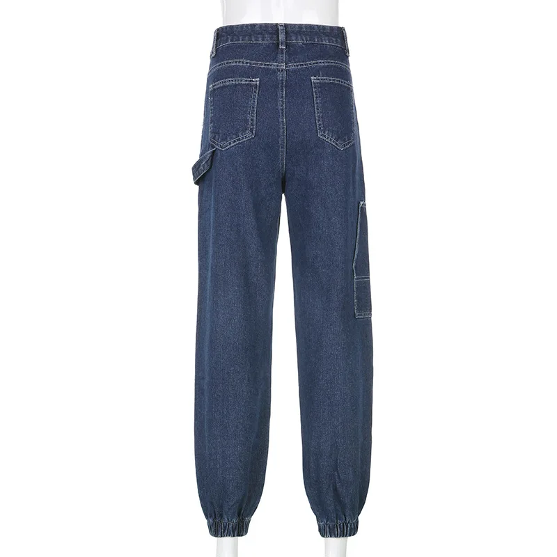 

2021 New Arrival Summer Style Female Fashion Sexy Button Blue Solid Loose High Waist Night Club Denim Stright Shorts