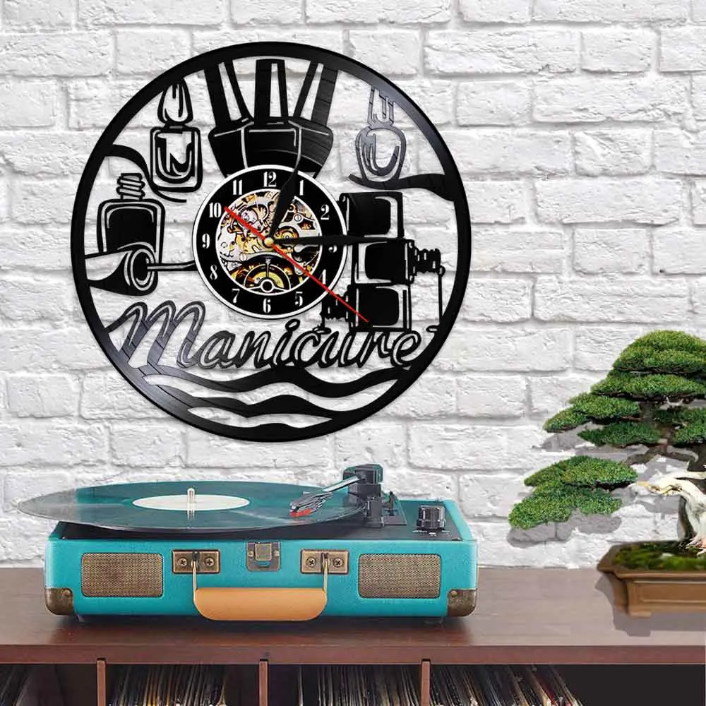 Настенные часы с виниловой пластиной для маникюрного салона|wall clock|record wall clockvinyl