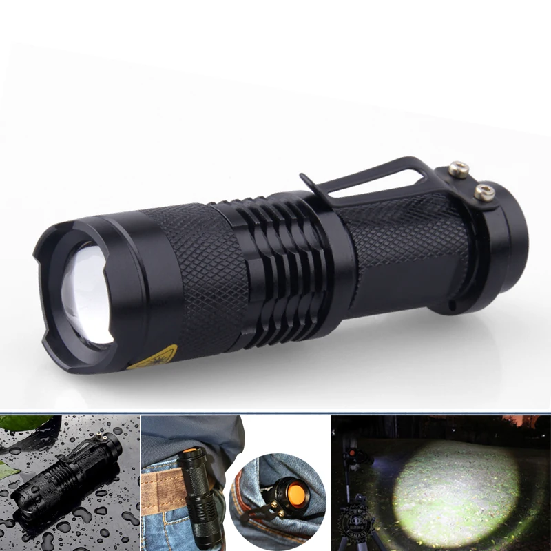 Мини светодиодный фонарик водонепроницаемый регулируемый фокус AA 14500 Мощный