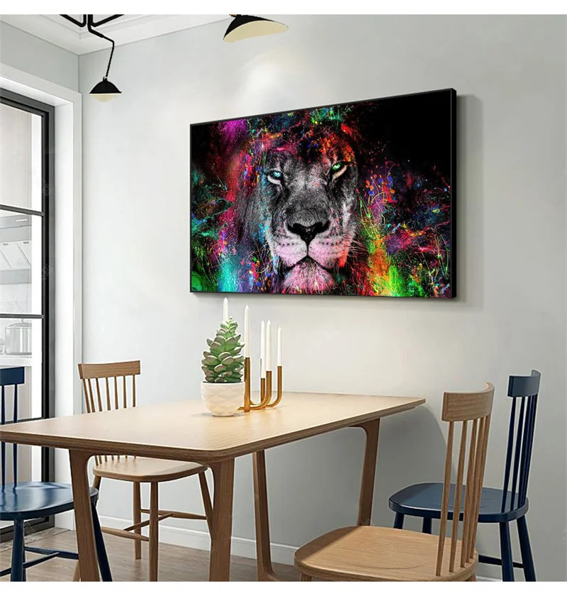 Картина-постеры на холсте с изображением Льва без рамки