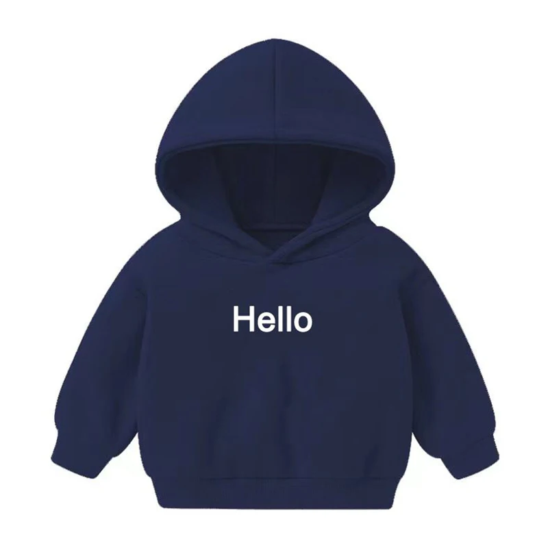 

Cheap Spring Autumn Children's Hoodies Baby Boys Girls Clothes Solid Letter Hello Hooded Sweatshirt Kids Pullover Tops Coat